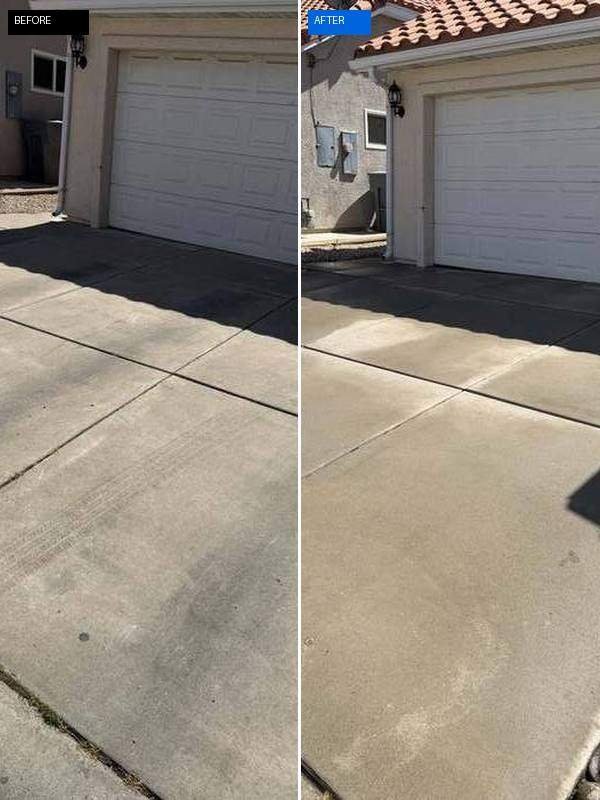 Driveway pressure washing before and after